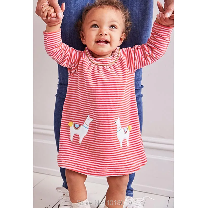 Качественное осеннее платье из 100% чесаного хлопка для маленьких девочек новинка