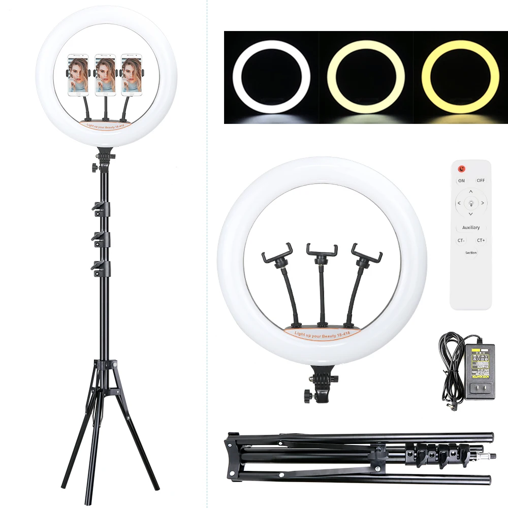 

Profession 18inch LED Selfie Ring Light with Tripod Photo Studio Photography Lights Phone Ring Lamp For YouTube Makeup Video
