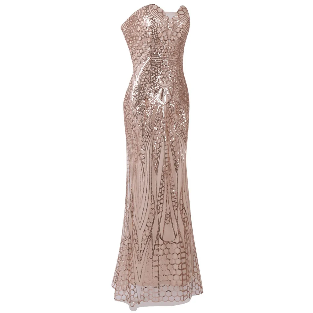 JAYCOSIN с открытыми плечами длинное платье блестками женское без бретелек русалки