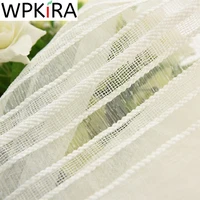 japanese linen stripe white tulle curtain for living room modern semi sheer voile curtains window panels kitchen cortinas wp277h