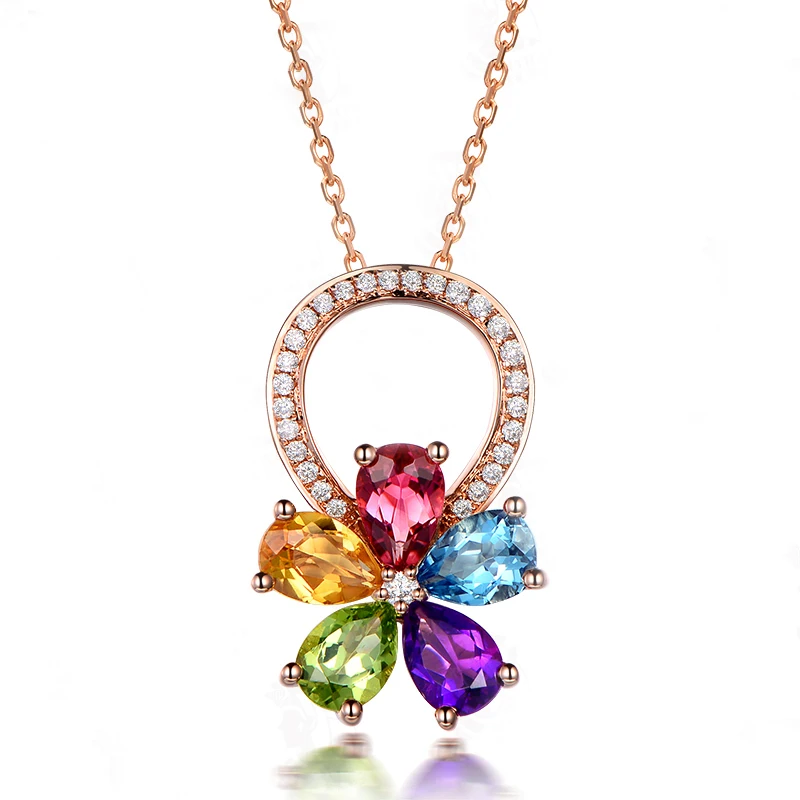 MLNatural topaz/Peridot 18K кулон из чистого золота Real AU 750 Solid Gold Высококлассные Модные