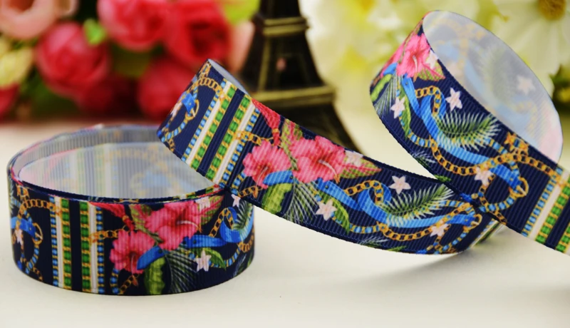 

22mm 25mm 38mm 75mm Bead Chain Cartoon printed Grosgrain Ribbon party decoration 10 Yards X-02879