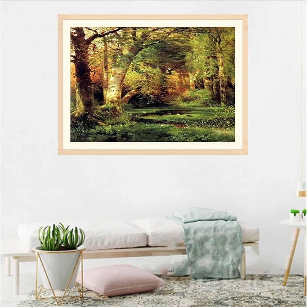 DIY новый 5D алмазная картина натуральный экологический холст Пейзаж Дерево