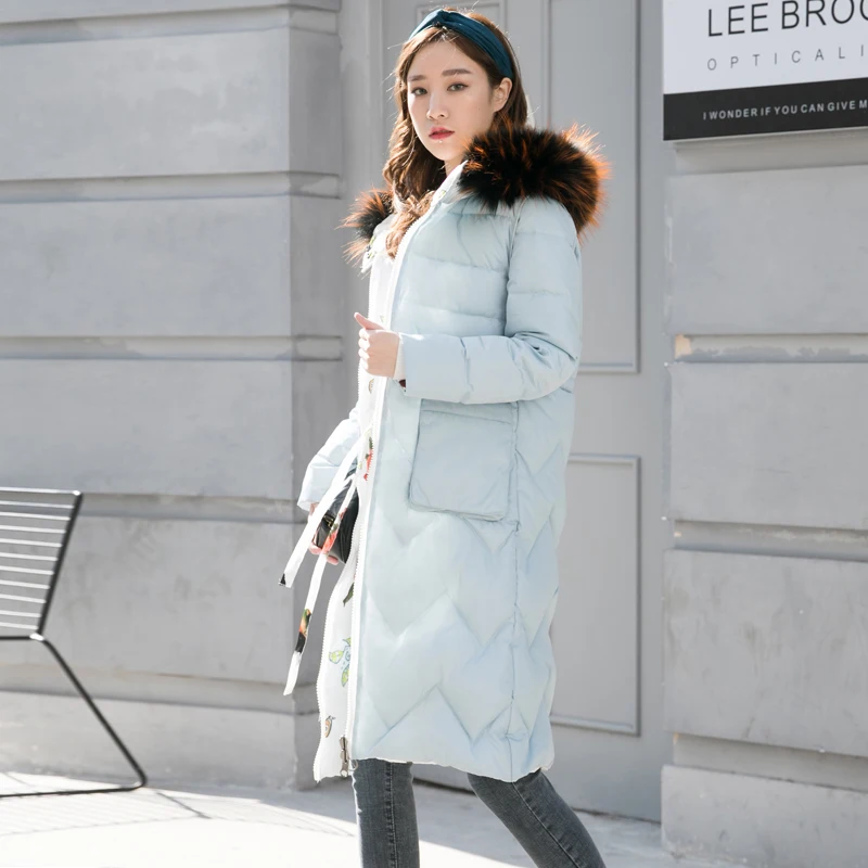 Женская парка с меховым воротником длинное теплое пальто зимняя куртка высокого