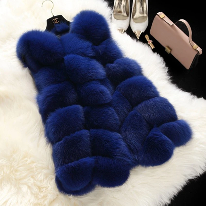 2020 зима 6XL женский меховой жилет белый розовый искусственный Лисий мех женские