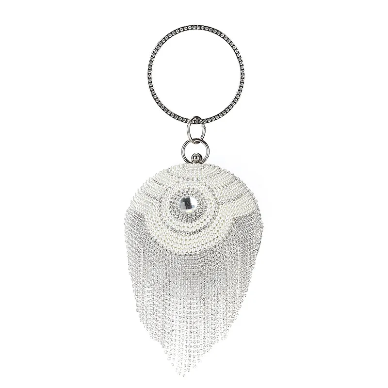 Белые однотонные кожаные вечерние сумки с твердой поверхностью свадебные клатчи