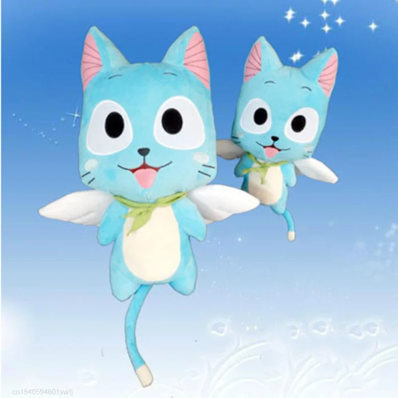 30/40/56cm Anime Fairy Tail Plush Toy Kawaii Happy Blue Cat Soft Stuffed Animals Toys Model Doll For Kids Girls Gifts | Игрушки и хобби