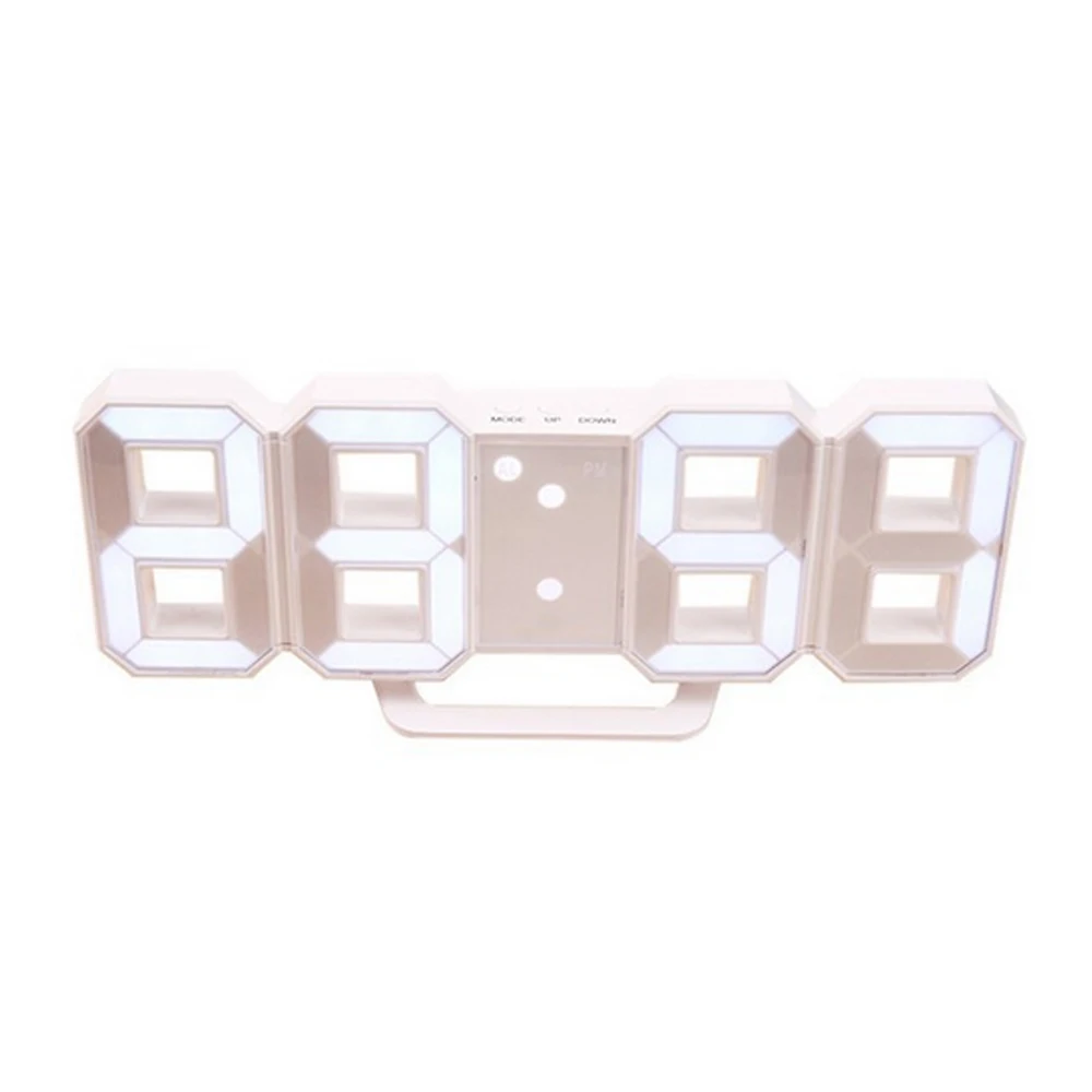 White A 3D большой светодиодный цифровой настенные часы с датой Цельсия ночник Дисплей настольные часы будильник для дома гостиная - Цвет: White A