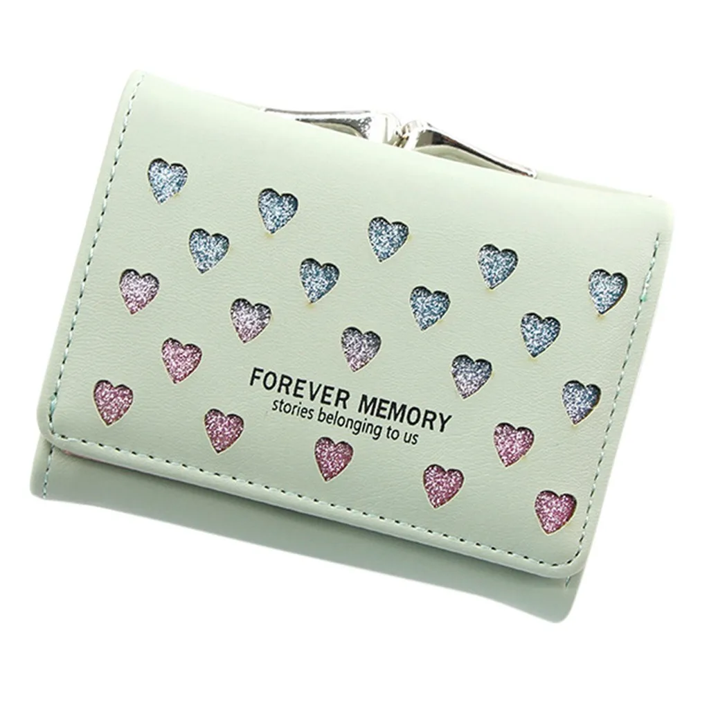 Женский кошелек для улицы с модным принтом Love сплошной цвет бахромой кожаный