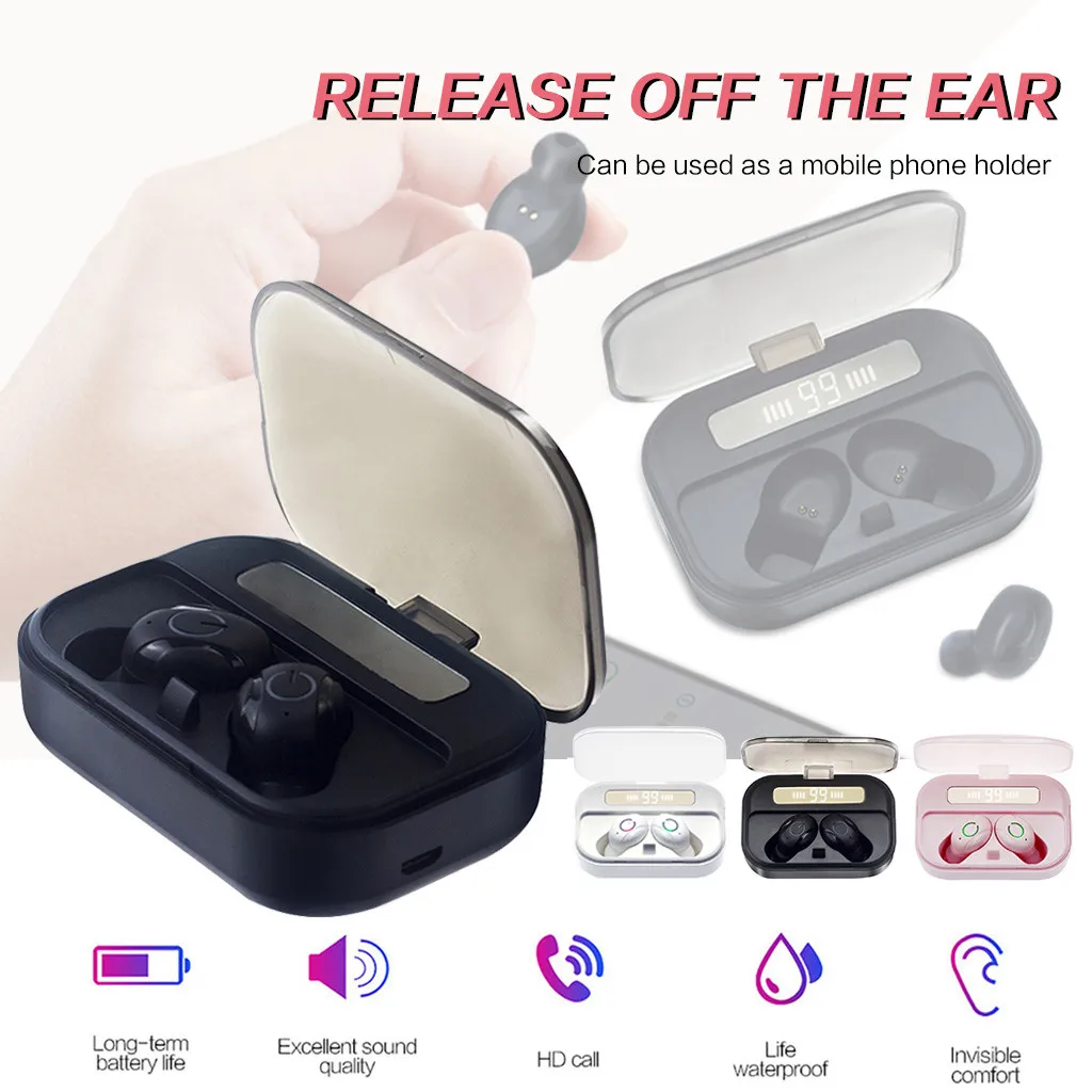 Цифровые наушники вкладыши беспроводная гарнитура стерео 5 0 двойной вызов