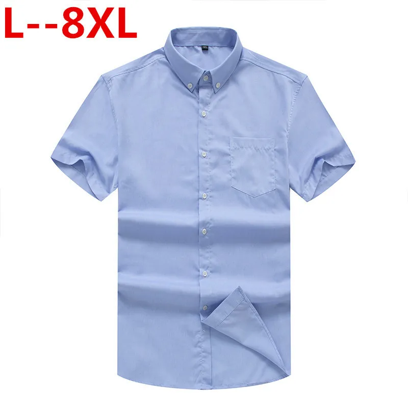 8XL 6XL 5XL 4XL Мужская Повседневная рубашка с коротким рукавом Однотонная Летняя