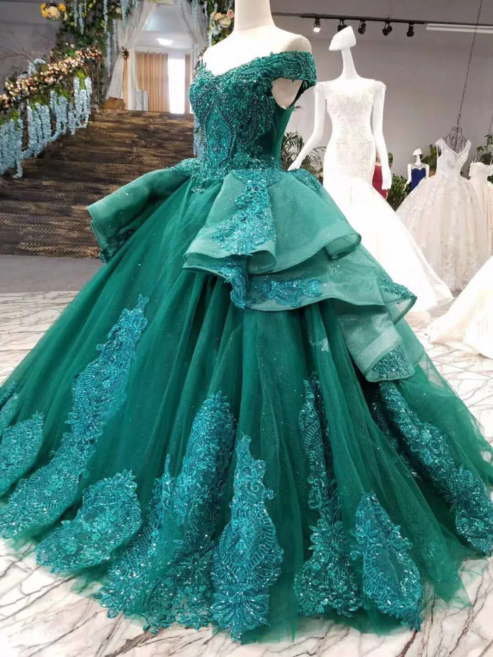 AIJINGYU Lace Ball Dresses 2021 Princess Elegant Reception Green Gown Evening Dress Underskirt