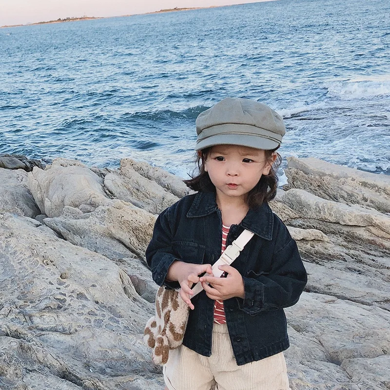 Однотонная джинсовая куртка в Корейском стиле для мальчиков и девочек 2019 г.