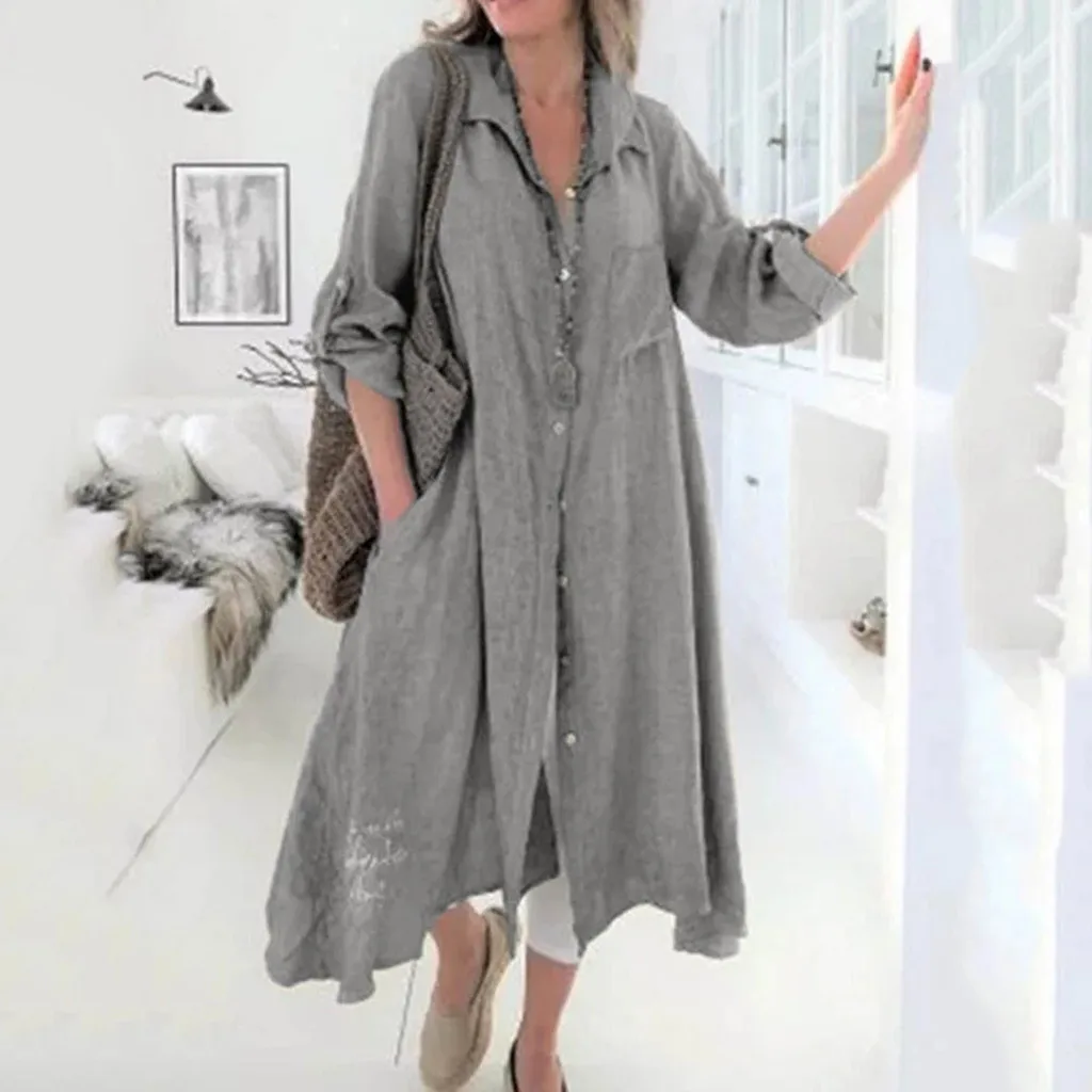 Женское платье Лето Плюс Размер Повседневный длинный рукав асимметричный