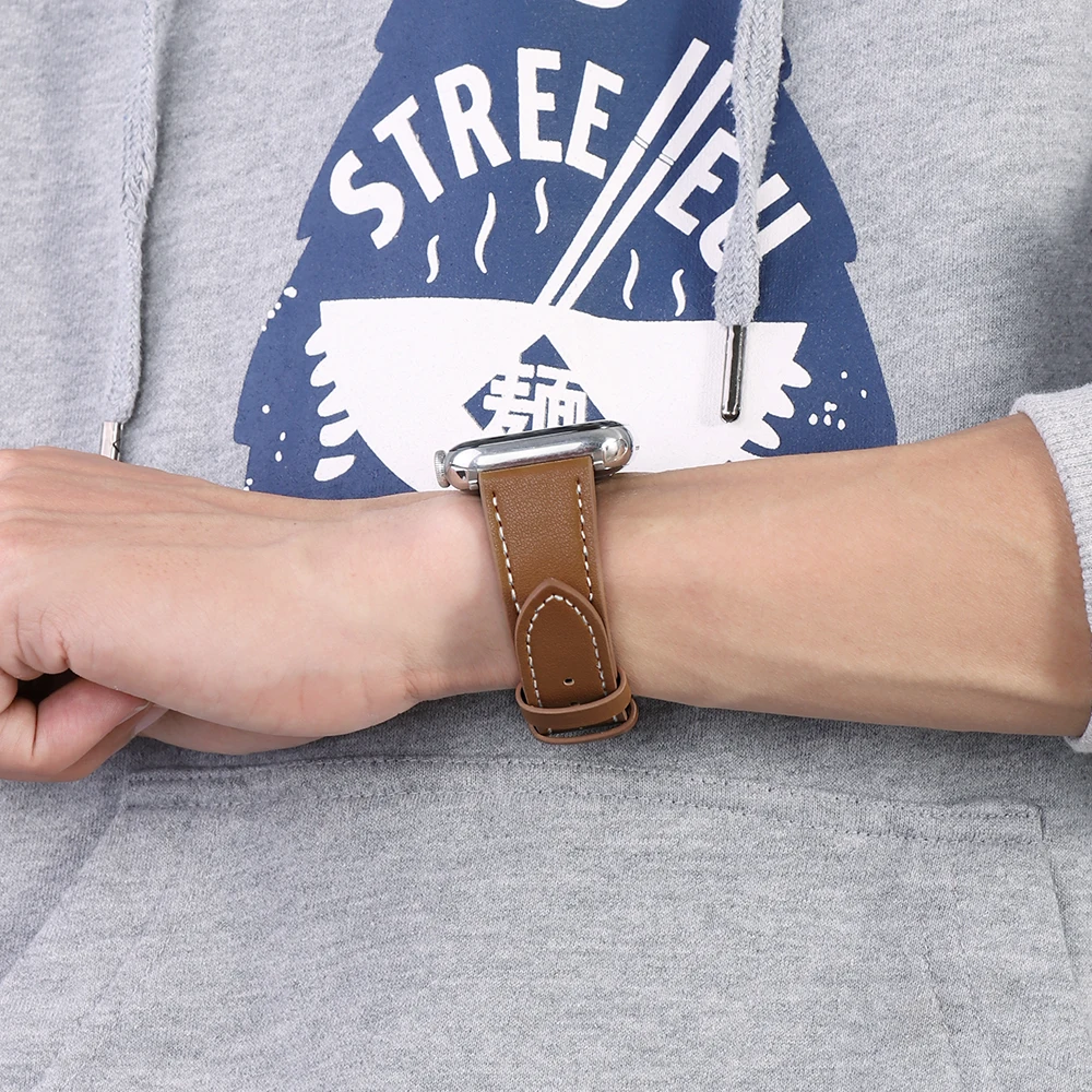 

Genuine Leather Loop for Apple Watch Band 42mm 44mm Band 38mm 40mm Soft Strap for iwatch 6/5/4/3/2/1 correa replacement bracelet