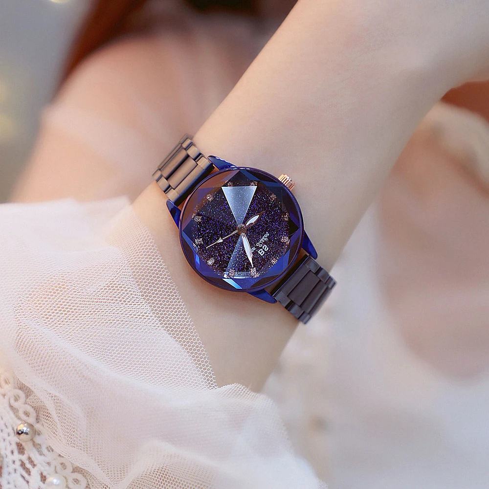 Часы наручные женские полностью алмазные дизайнерские золотистые 2019|Женские