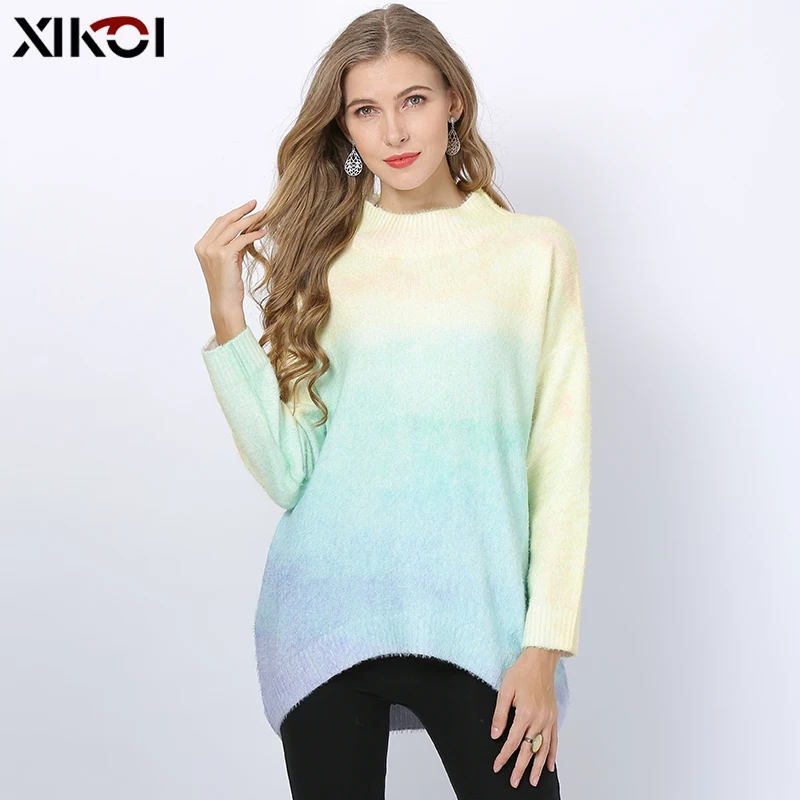 Женский свободный Свитер оверсайз Повседневные пуловеры с рукавом летучая мышь