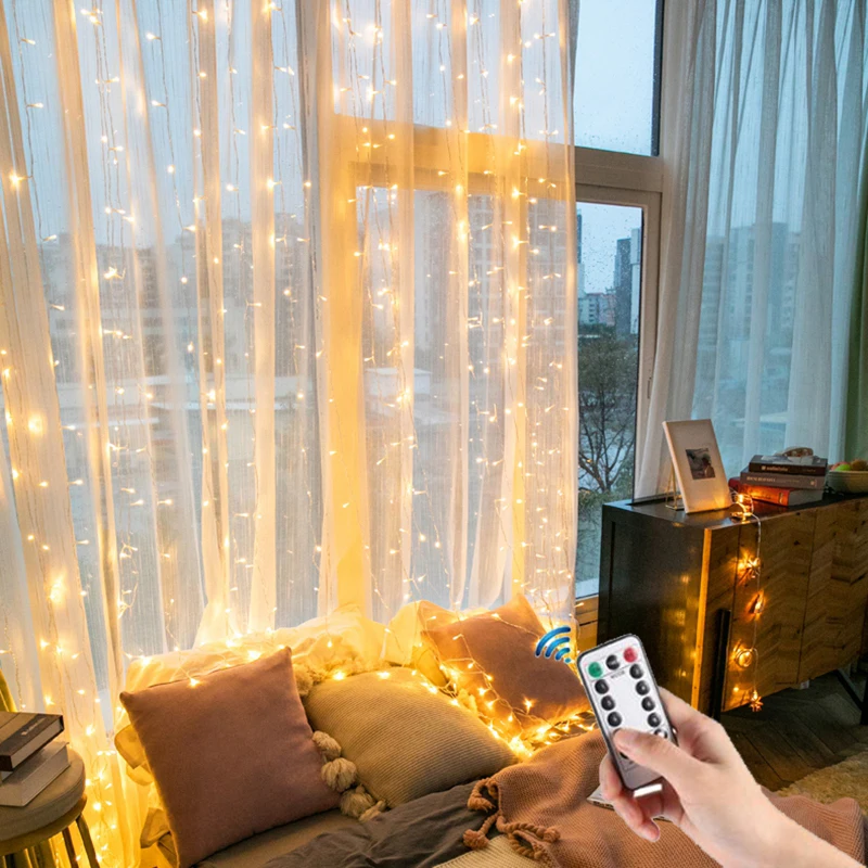 Пульт дистанционного управления светильник водопад строка с 3 м USB Светодиодные
