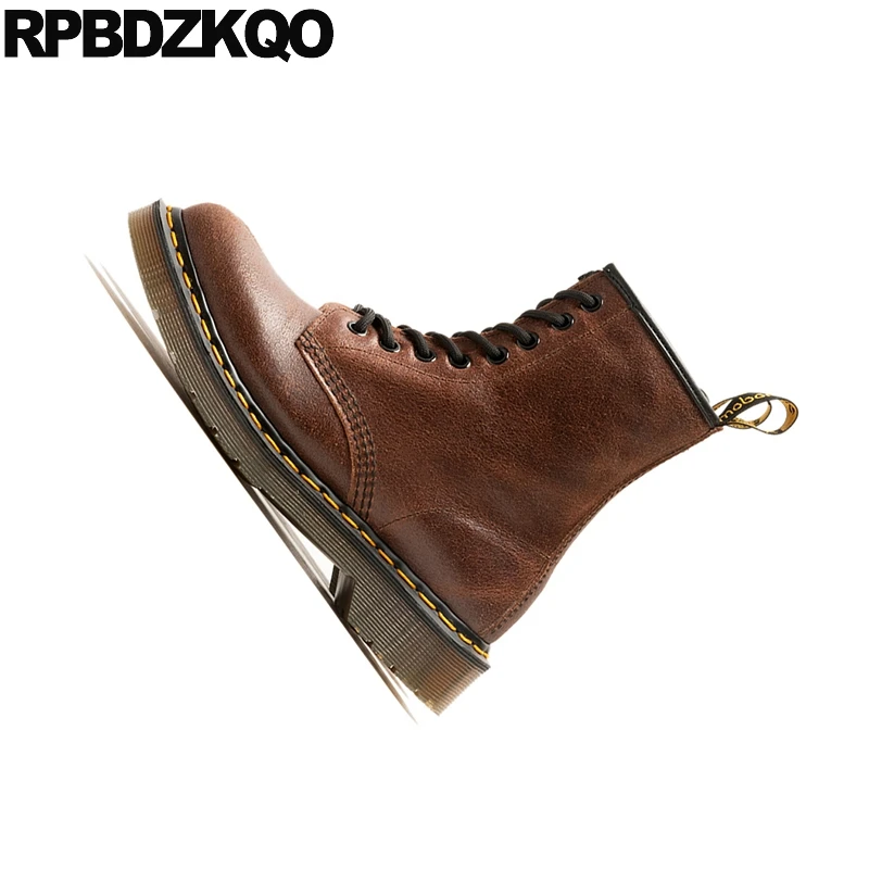 Японские повседневные ботильоны из натуральной кожи на шнуровке спереди осенняя