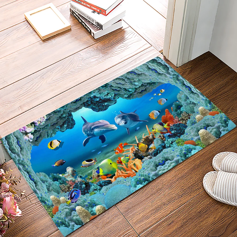 Dolphin Undersea Fish школьный коралловый современный аксессуары для ванной нескользящий