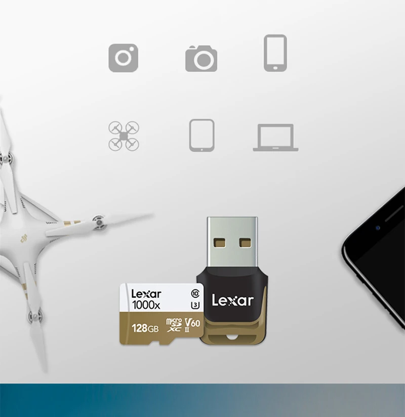 Lexar карта памяти 1000X 32 Гб 64 Гб 256 ГБ 150M U3 4K Micro sd 128 ГБ высокоскоростная флеш-карта microsd TF карта для записи 3D 4K HD