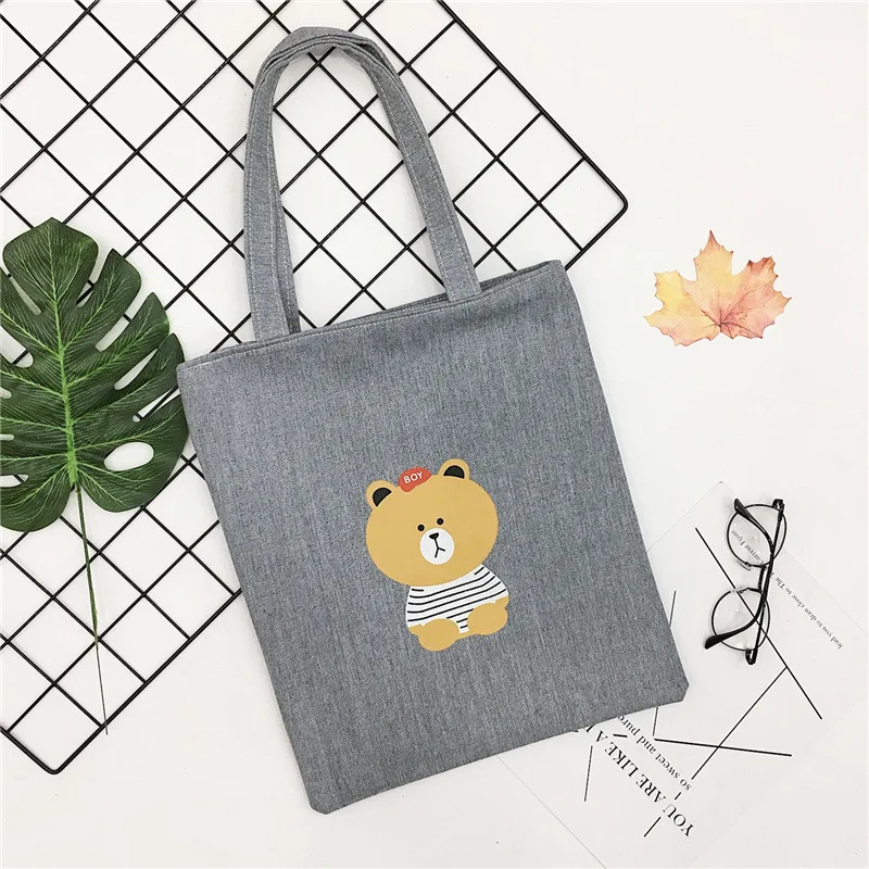 

Canvas fashion shoulder portable tide Korean version of the small fresh printed handbags simple student literary shopping bag