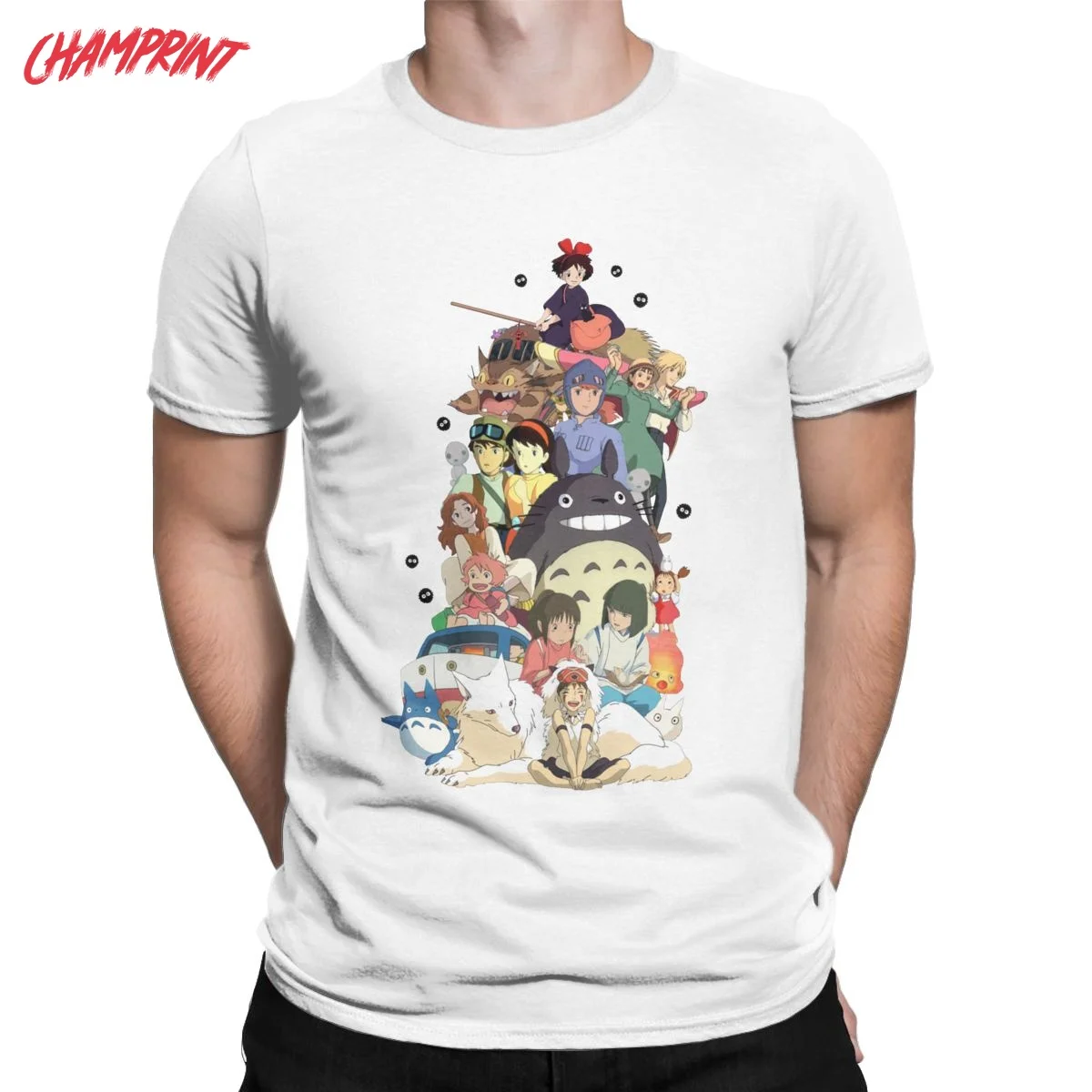 

Vintage Studio Ghibli Spirited Away T-Shirts Men Crewneck Cotton T Shirts Anime Short Sleeve Tees Plus Size Clothes