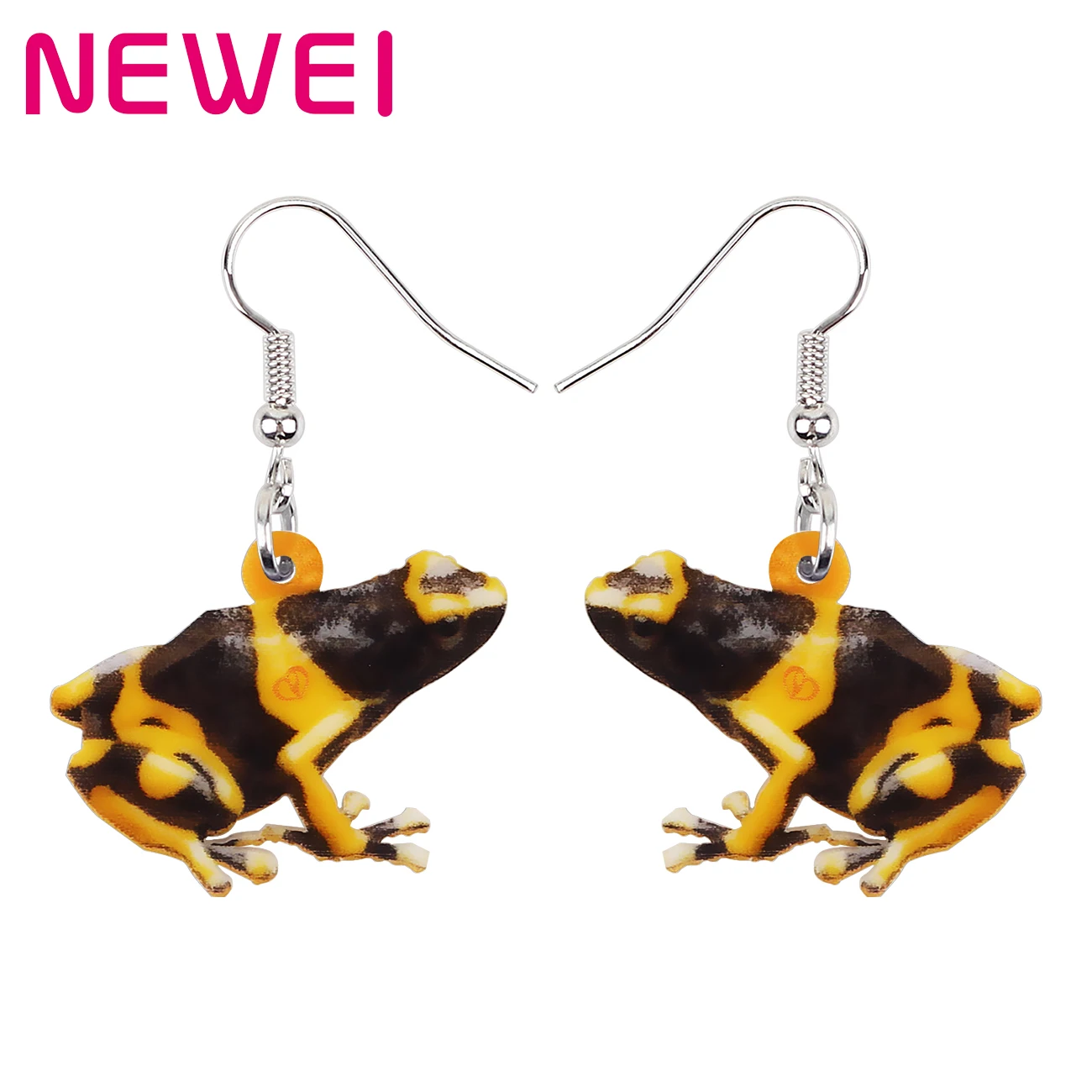 

Bonsny Acrylic Cute Black Yellow Striped Frog Toad Earrings Unique Drop Dangle Fashion Gifts Unique Jewelry For Women Girl Charm
