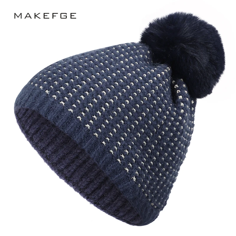 Модная зимняя блестящая женская однотонная шляпа с помпоном теплая шапка помпон