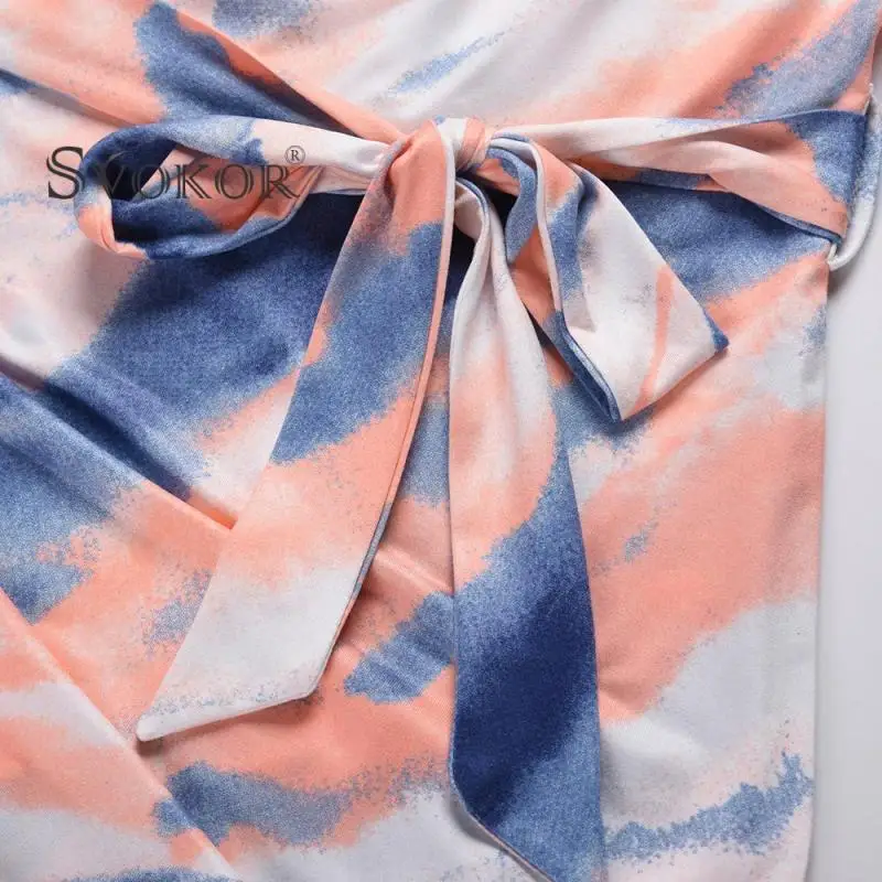 

SVOKOR Summer Slim Dress for Women 2021 Sexy Short Camisole Dresses Slim Printing Knee-Length Bow Dress