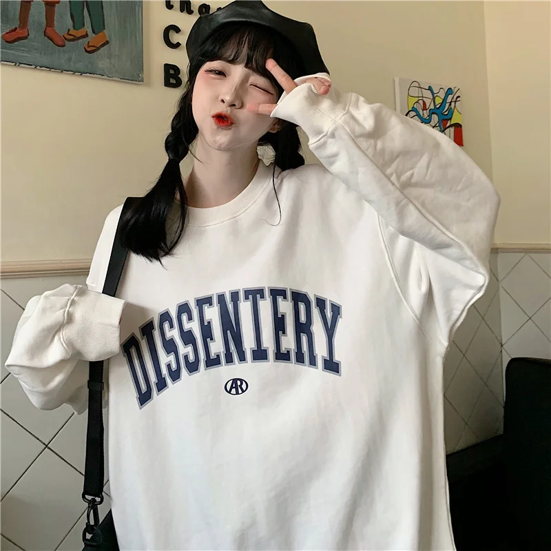 

Новый тонкий Свободный свитшот с круглым вырезом