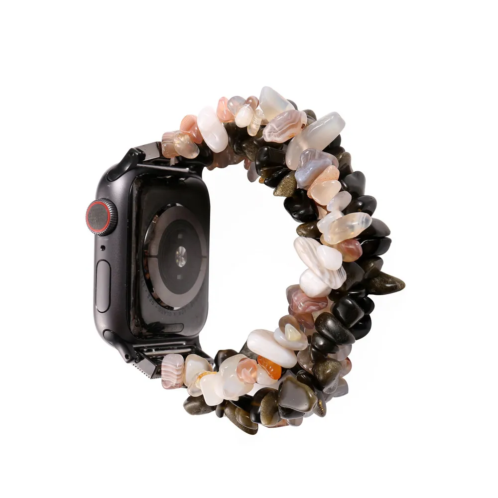 Ручной работы натуральный камень из бисера ремешок для наручных часов Apple Watch SE