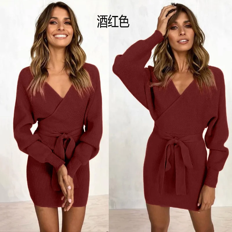 

2021 Winter T-shirt Sexy Buttock Wrap Warm Sweater Top Women's Wear Woman Plus Size Dresses Women Sexy Dress