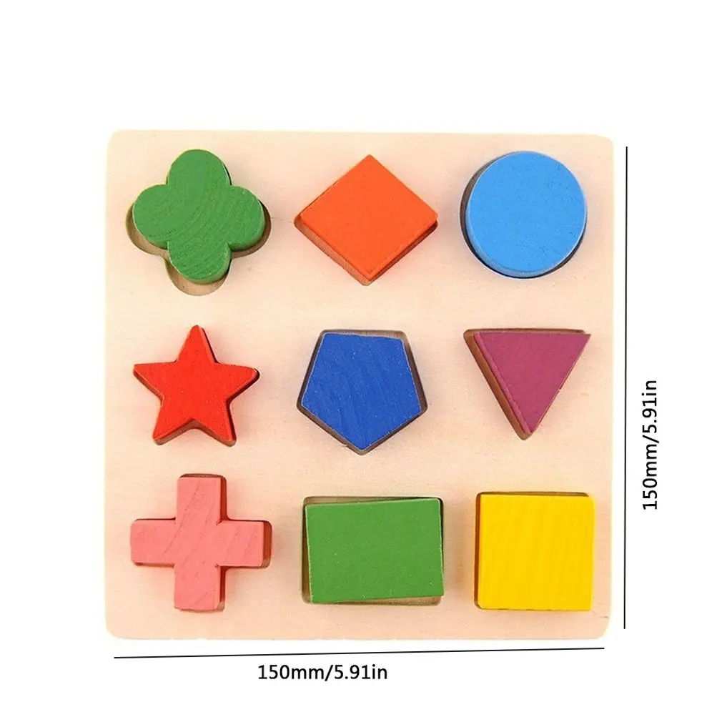 

Kids Baby Wooden Geometry Block Puzzles Kids Cognitive Intelligent Early Learning Educational Tool Toy For Children Gift