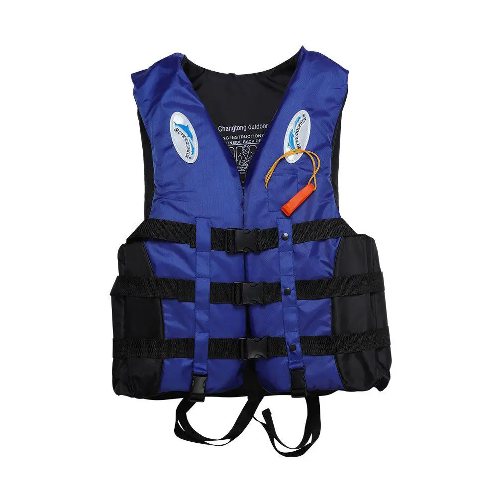 

S-3XL Adult Life Jacket Lifesaving Swimming Boating Sailing Vest + Whistle Blue EPE Material