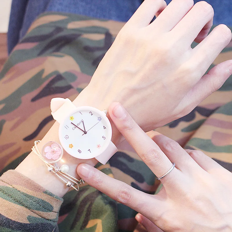 Модные детские часы с круглым циферблатом силиконовый ремешок кварцевые