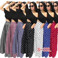 autumn womens casual high waisted houndstooth front slit wide leg flared pants street style floor length flared pants