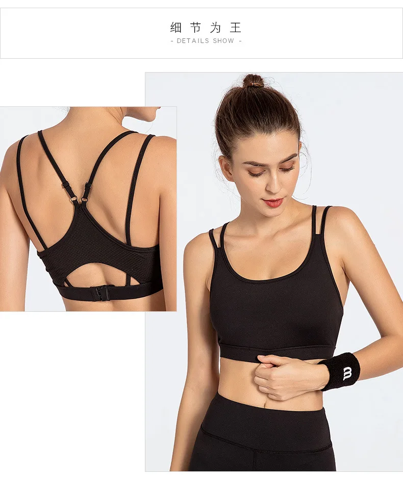 Women Sports Bra Push Up Yoga Tops Crop Active Wear Gym Fitness Shockproof Brassiere Shirt Running Bra Sportswear Female
