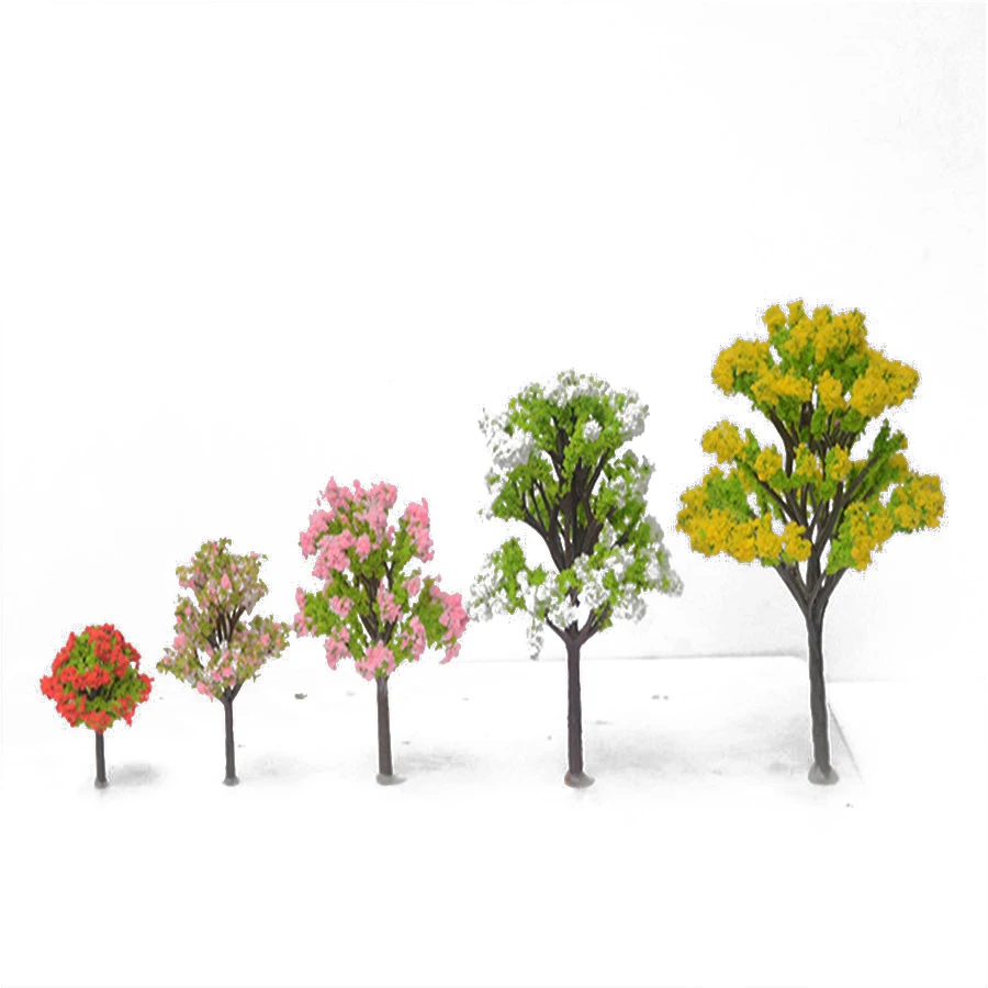 

20pcs/lot 4cm Architecture Plastic Model Color Tree For Ho Train Layout Design