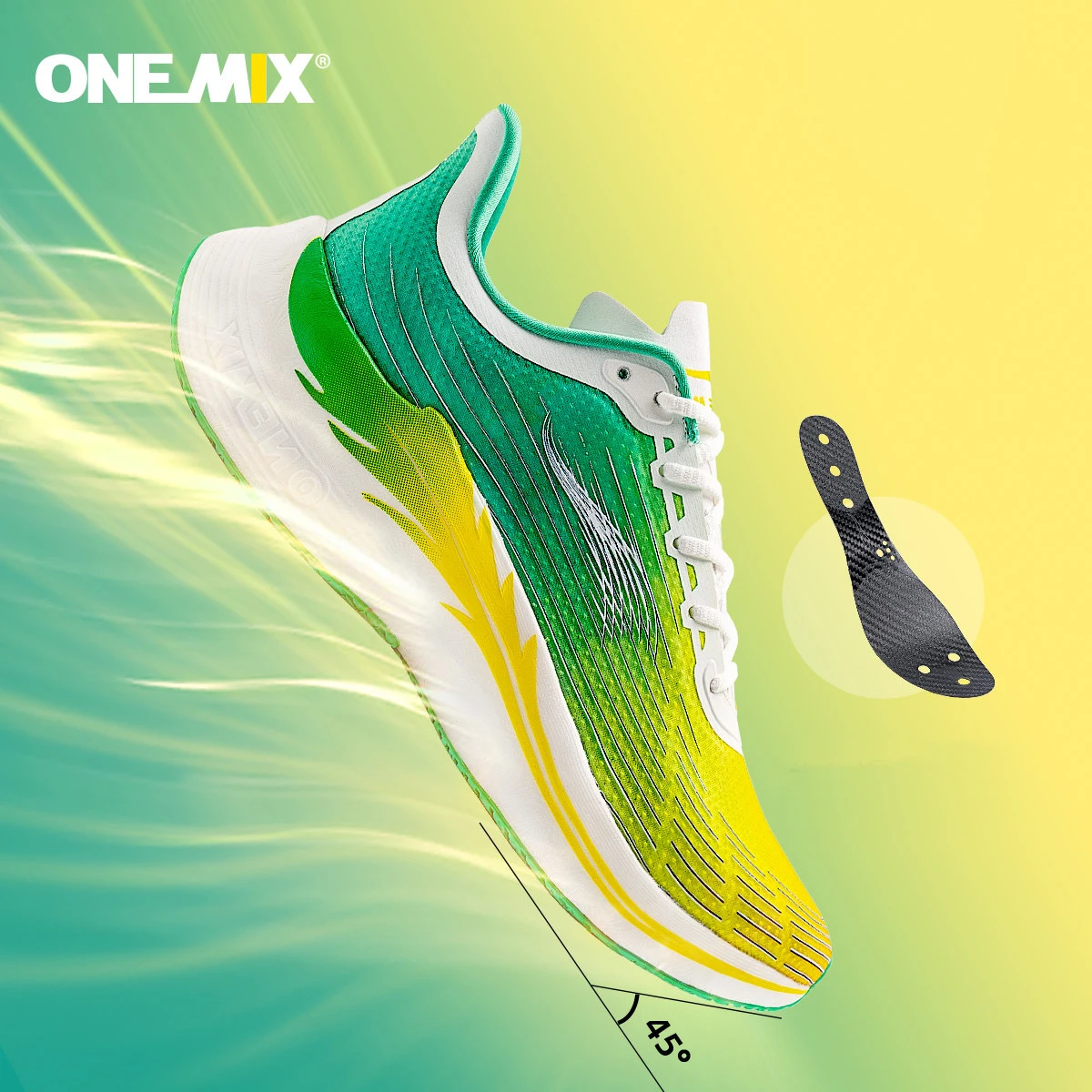 ONEMIX Hot Sneakers for Men Running Shoes Outdoor Marathon Breathable Women Sport Shoes Lace Up Mesh Carbon Fibre Plate Athletic