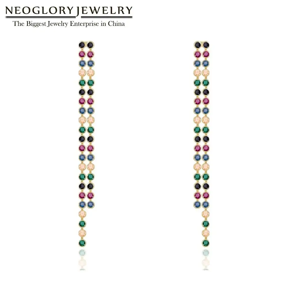 Модные разноцветные блестящие женские серьги Neoglory с цветными бусинами и
