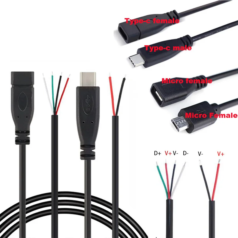 

Кабель-удлинитель с разъемом Micro USB 2,0 A «папа», 4 контакта, 2 контакта, 4 провода