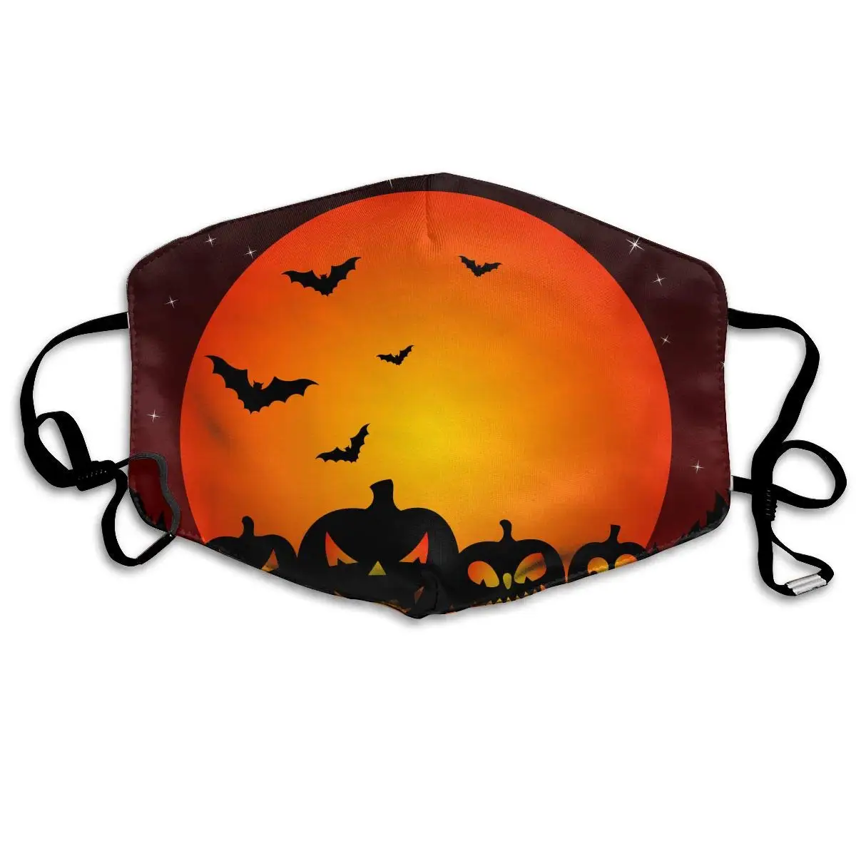 

Polyester Anti-dust Mouth Mask - Halloween Bats and Pumpkin Washed Reusable Mouth-Muffle - Fashion Printed Face Masks for