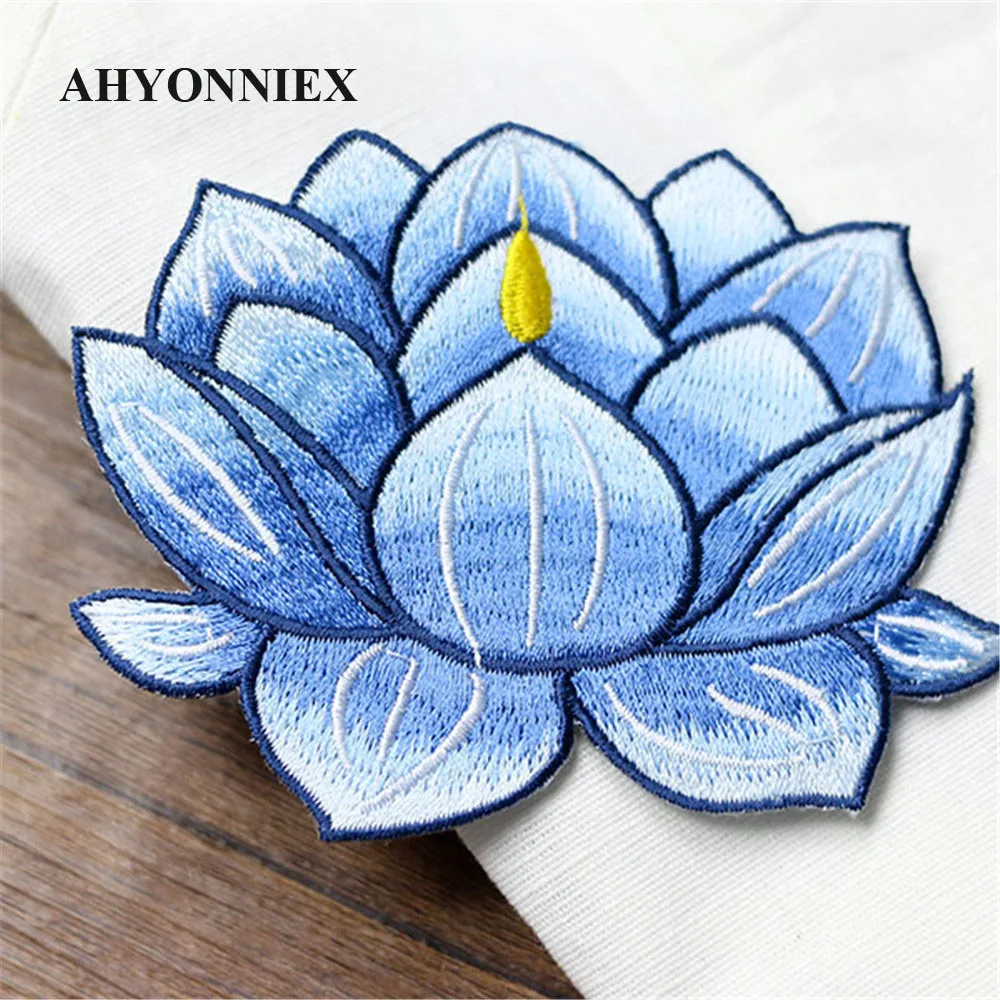 AHYONNIEX 1 шт. лампа цветок лотоса патч утюг на аппликацию цветочный для одежды ткань