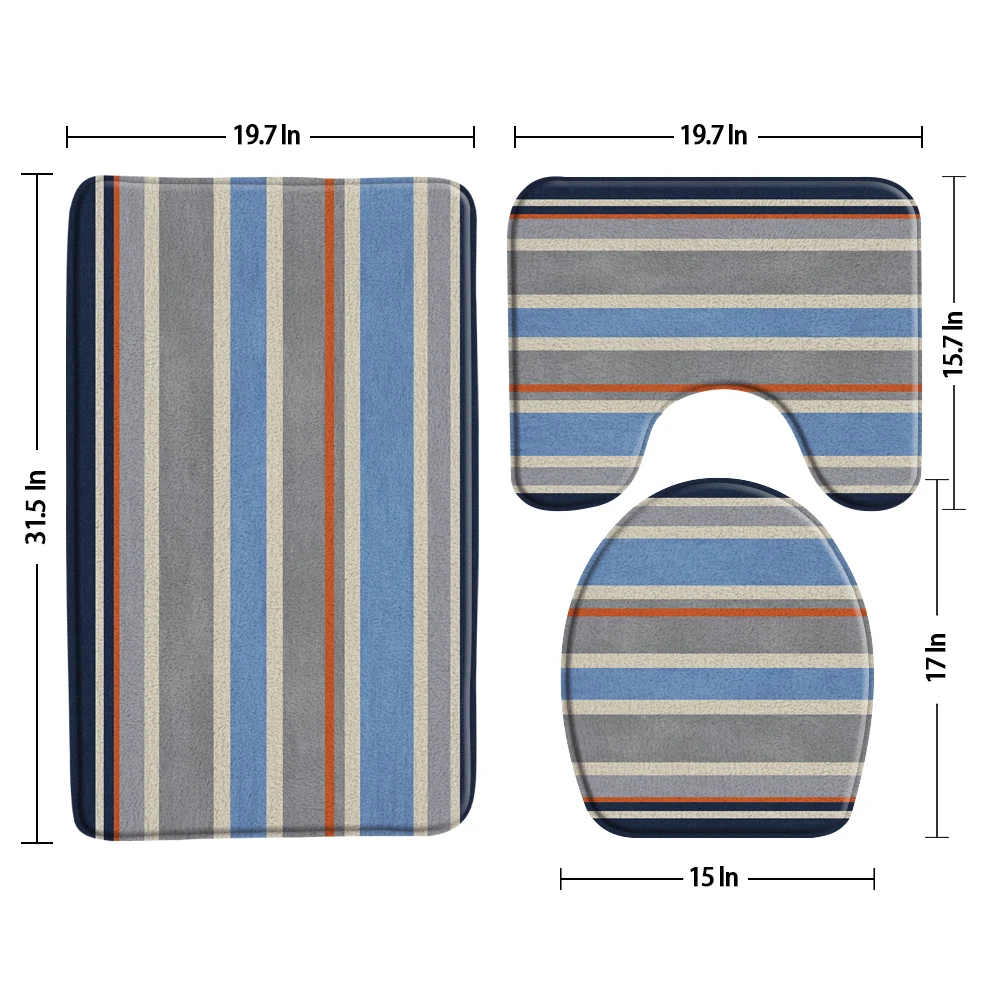 Черно-белый коврик для ванной с узором зебры нескользящий набор из трех