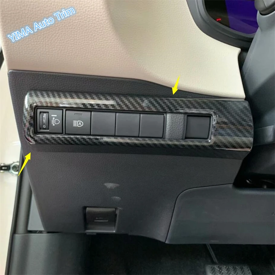 

Lapetus Auto Styling Head Lights Lamp Switch Button Cover Trim ABS Fit For Toyota Corolla 2019 - 2021 / Matte Carbon Fiber Look