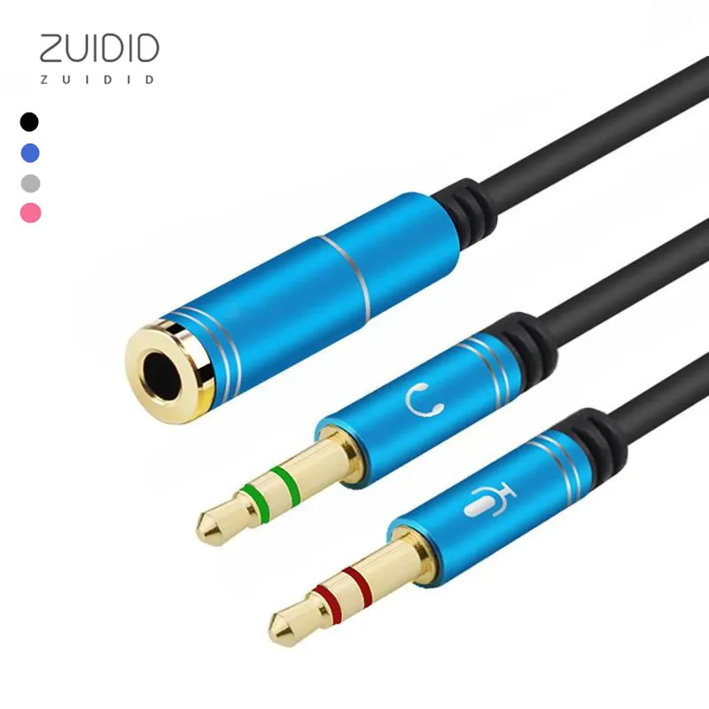 

Laptop Headset 2 In 1 Conversion Adapter 3.5MM Female To 2 Male Jack Audio Y Splitter Cable To PC Aux