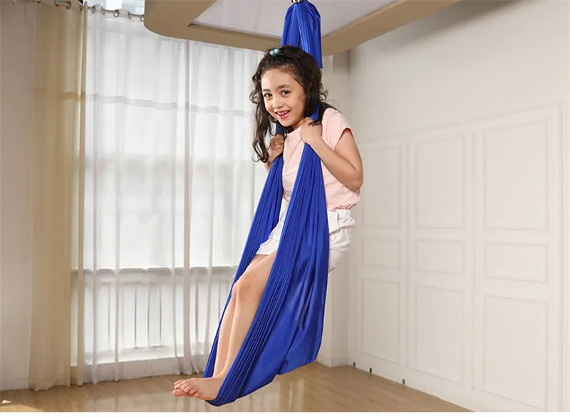 

2021 New 150*280cm Full Set Kids Nylon Home Hanging Swing Hammock Elastic Therapy Cuddle Wrap Outdoor Aerial Yoga Hammock
