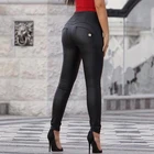 Черные матовые брюки с высокой талией, облегающие брюки из искусственной кожи, женские брюки, боди для коррекции фигуры