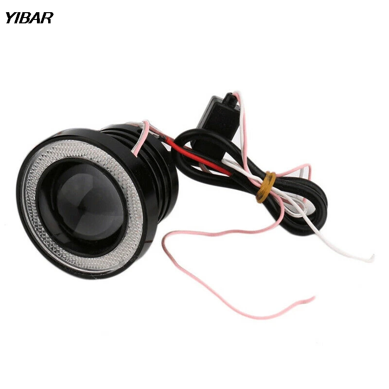 1* 3.5&quot Angel Eyes LED Fog Light Car SUV Universal White Driving Head Lamp 12V | Headlight Bulbs(LED)